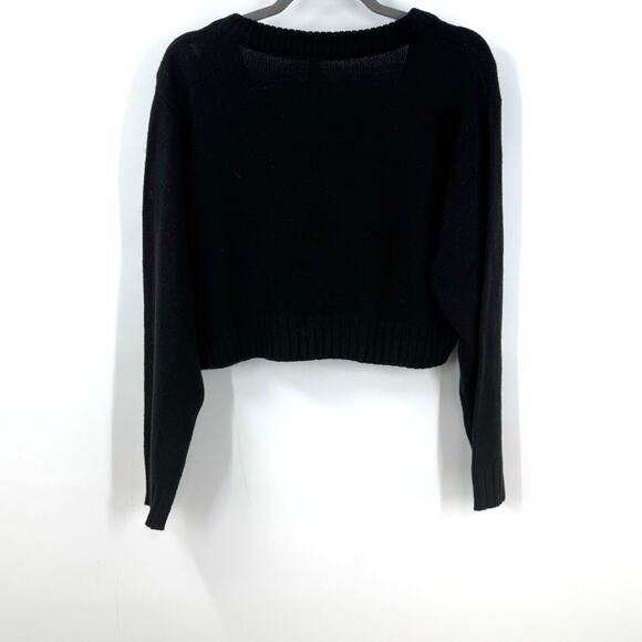 Divided H&M Cropped Cardigan Sweater M Black Dark Academia Whimsigoth Witchy - Picture 4 of 7